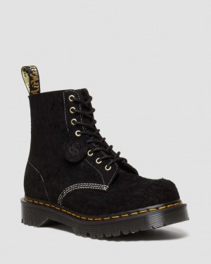 Botas con Cordones Dr Martens 1460 Made in England Emboss Suede Mujer Negras | 83464069