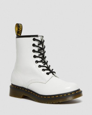 Botas con Cordones Dr Martens 1460 Patent Leather Hombre Blancas | 34251411