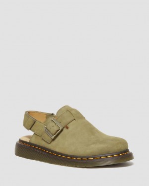 Mulas Dr Martens Jorge II Tumbled Nubuck Leather Slingback Mujer Verde Oliva | 99126325
