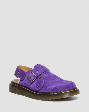 Mulas Dr Martens Jorge Made in England Suede Slingback Mujer Moradas | 90694555