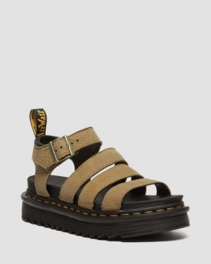 Sandalias Dr Martens Blaire Tumbled Nubuck Leather Mujer Marrones | 66183898
