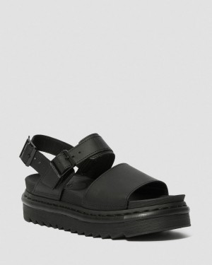 Sandalias Dr Martens Voss Leather Strap Mujer Negras | 30400861