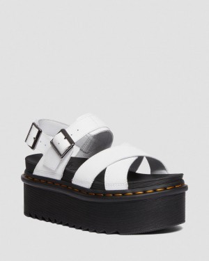 Sandalias Plataforma Dr Martens Voss II Athena Leather Strap Mujer Blancas | 53439518