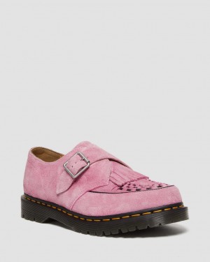 Zapatos Creepers Dr Martens Ramsey Suede Kiltie Buckle Mujer Rosas | 23794712