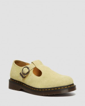 Zapatos Mary Jane Dr Martens T-Bar Suede Hombre Amarillo | 40041817