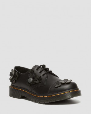 Zapatos Oxford Dr Martens 1461 Flower Applique Leather Mujer Negras | 23897025