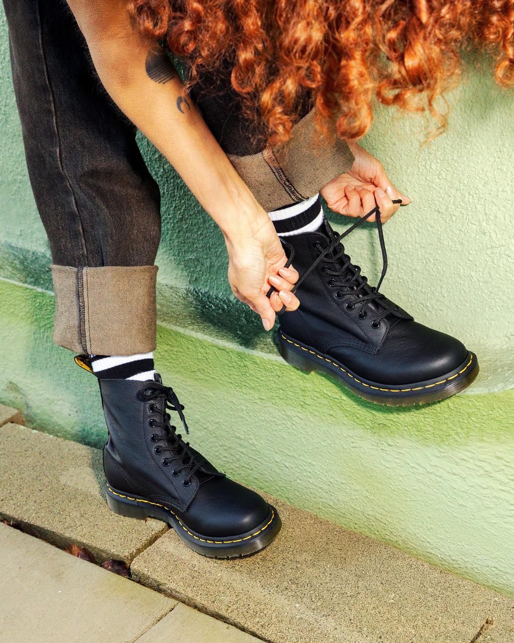 Botas Dr Martens 1460 Virginia Leather Mujer Negras | 33441937