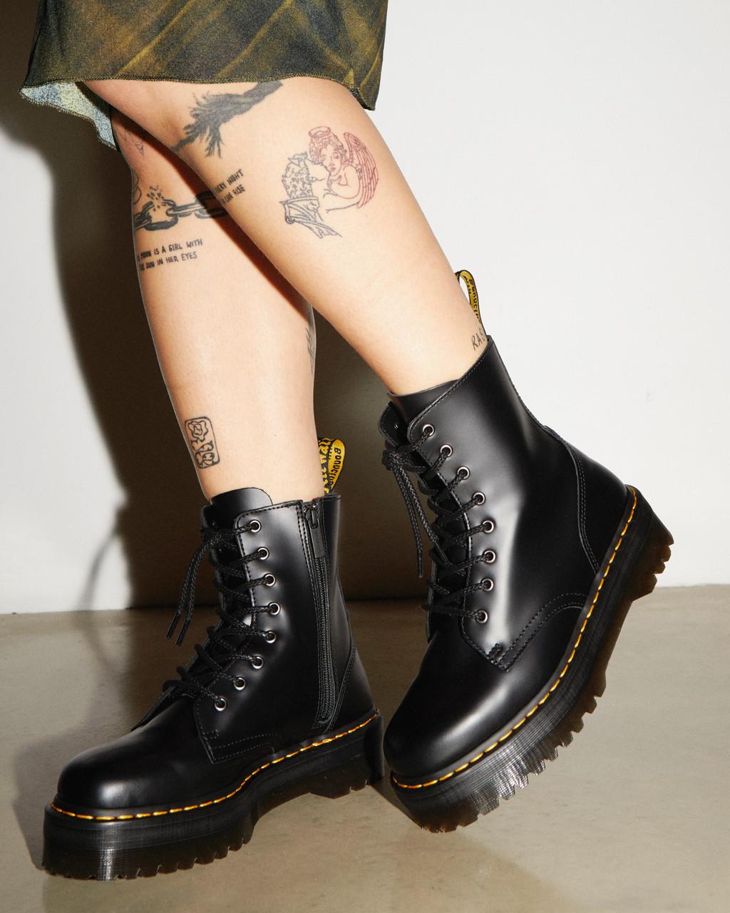 Botas Dr Martens Jadon Smooth Leather Platforms Mujer Negras | 14573945