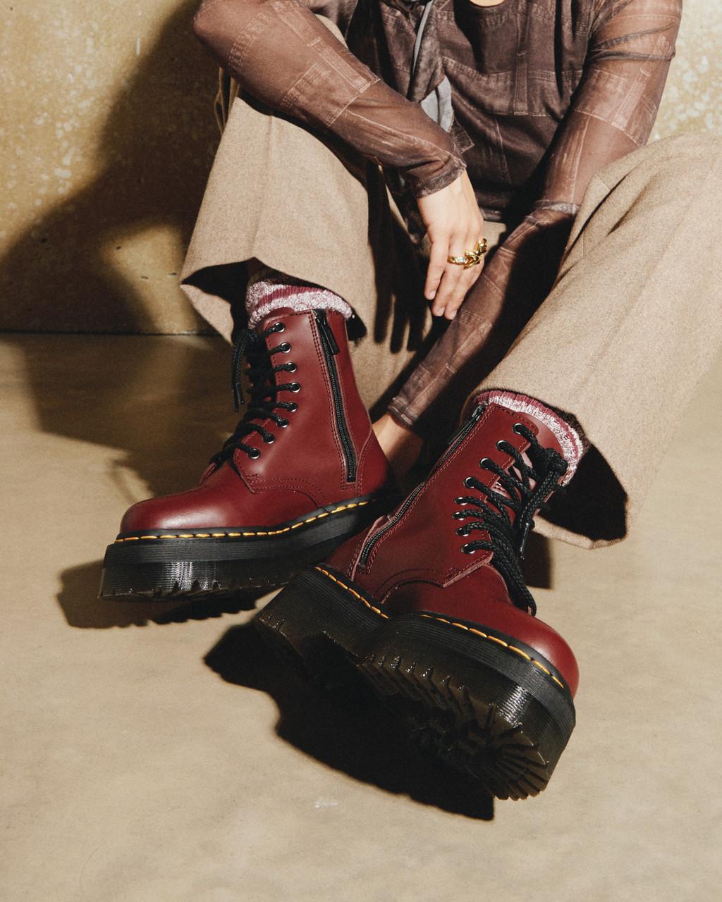 Botas Dr Martens Jadon Smooth Leather Platforms Mujer Rojas | 85771673