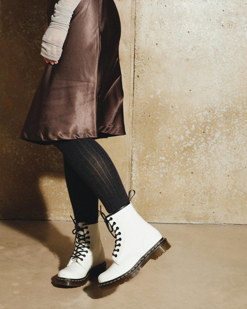 Botas con Cordones Dr Martens 1460 Smooth Leather Mujer Blancas | 66580394