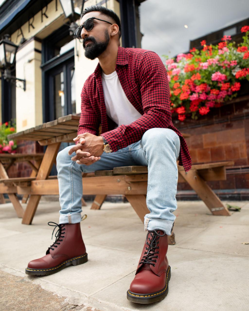 Botas con Cordones Dr Martens 1460 Smooth Leather Hombre Rojas | 48444113