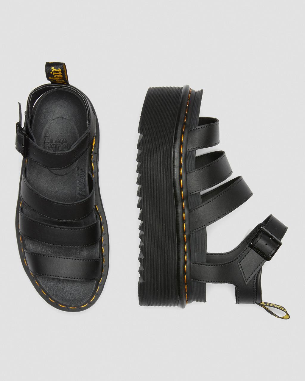 Sandalias Dr Martens Blaire Hydro Leather Platform Strap Mujer Negras | 47340164