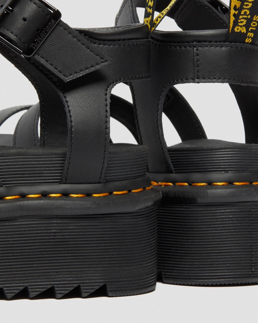 Sandalias Dr Martens Blaire Hydro Leather Platform Strap Mujer Negras | 47340164