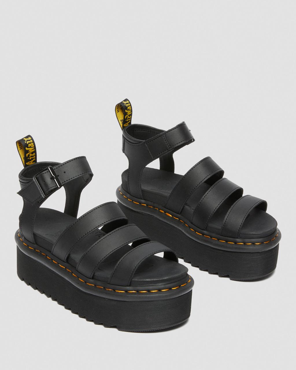 Sandalias Dr Martens Blaire Hydro Leather Platform Strap Mujer Negras | 47340164