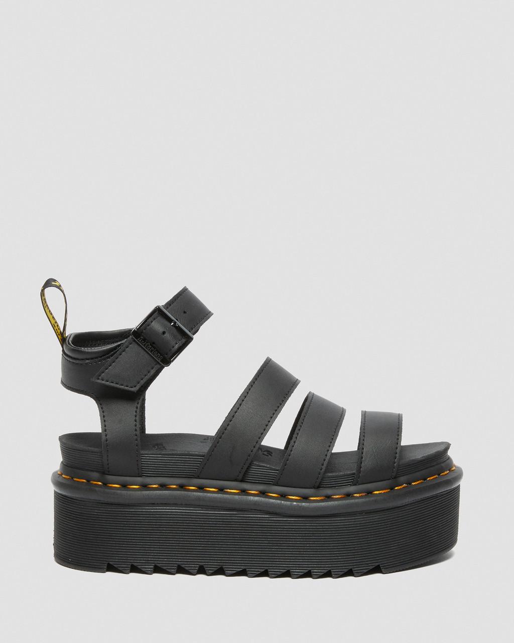 Sandalias Dr Martens Blaire Hydro Leather Platform Strap Mujer Negras | 47340164