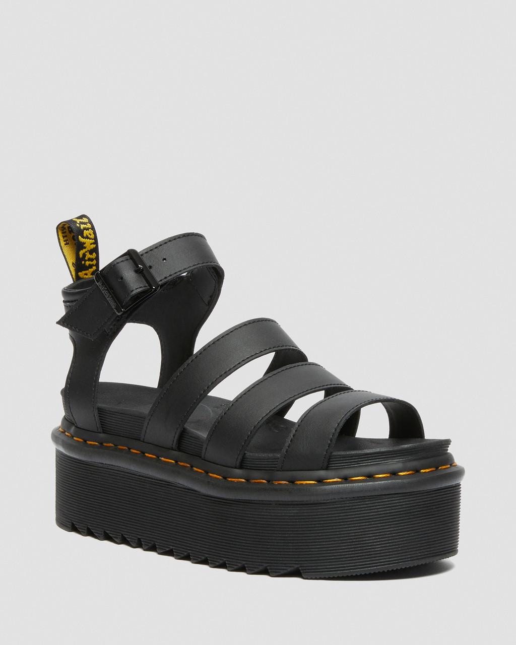 Sandalias Dr Martens Blaire Hydro Leather Platform Strap Mujer Negras | 47340164