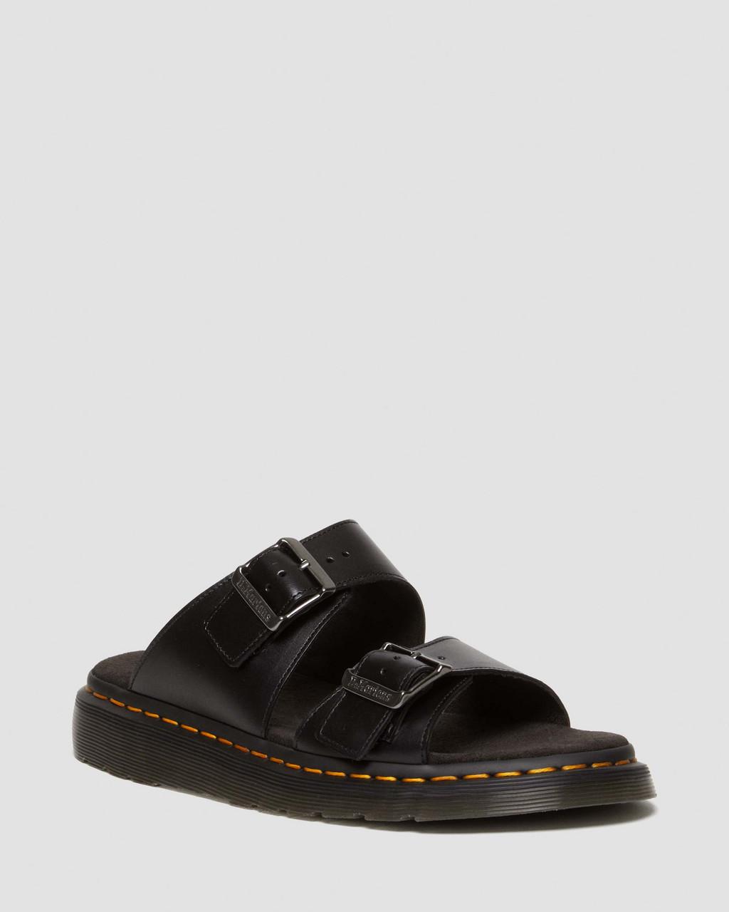 Sandalias Dr Martens Josef Analine Leather Buckle Slide Hombre Negras | 59884637