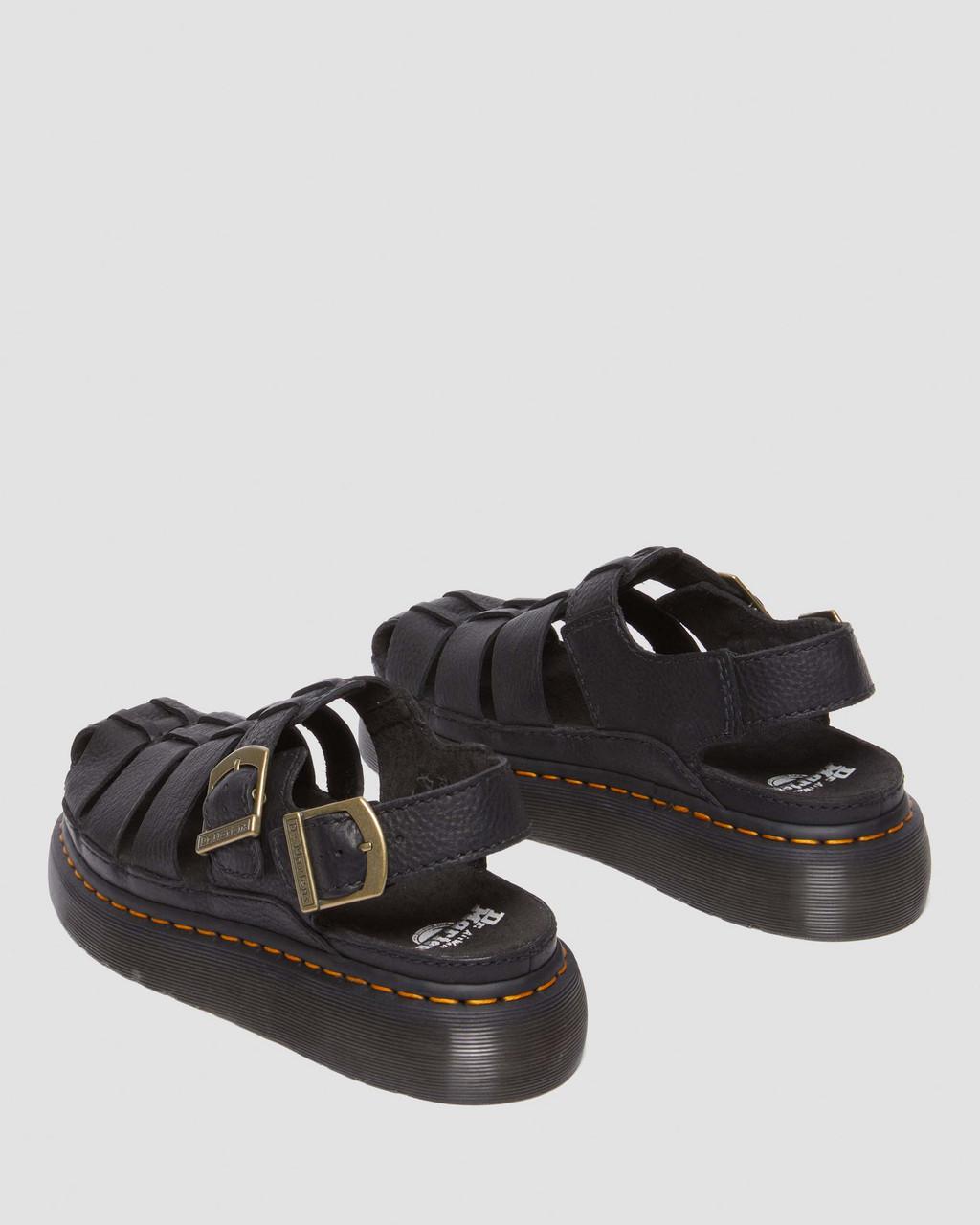 Sandalias Dr Martens Wrenlie Grizzly Leather Fisherman Mujer Negras | 85541993