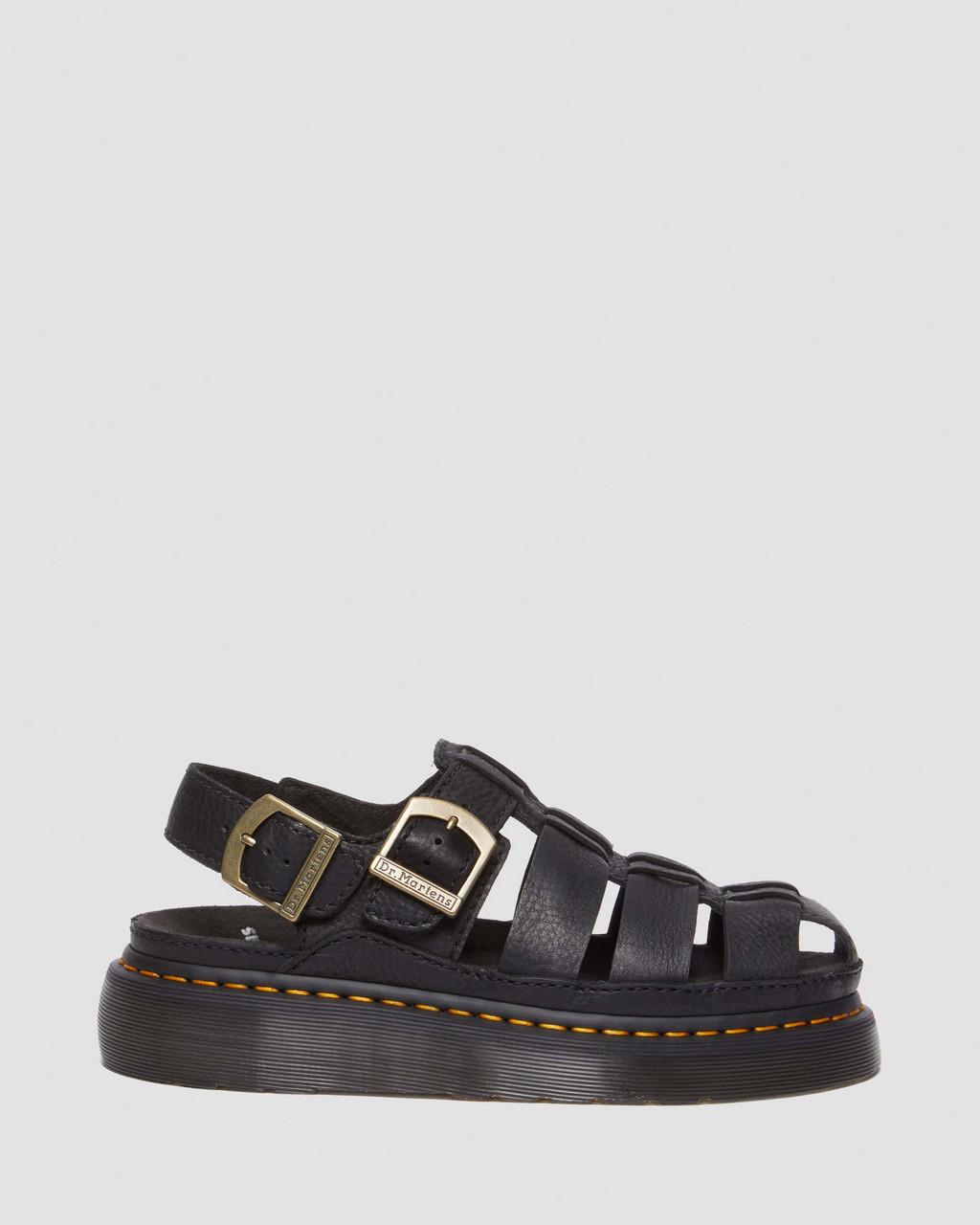 Sandalias Dr Martens Wrenlie Grizzly Leather Fisherman Mujer Negras | 85541993