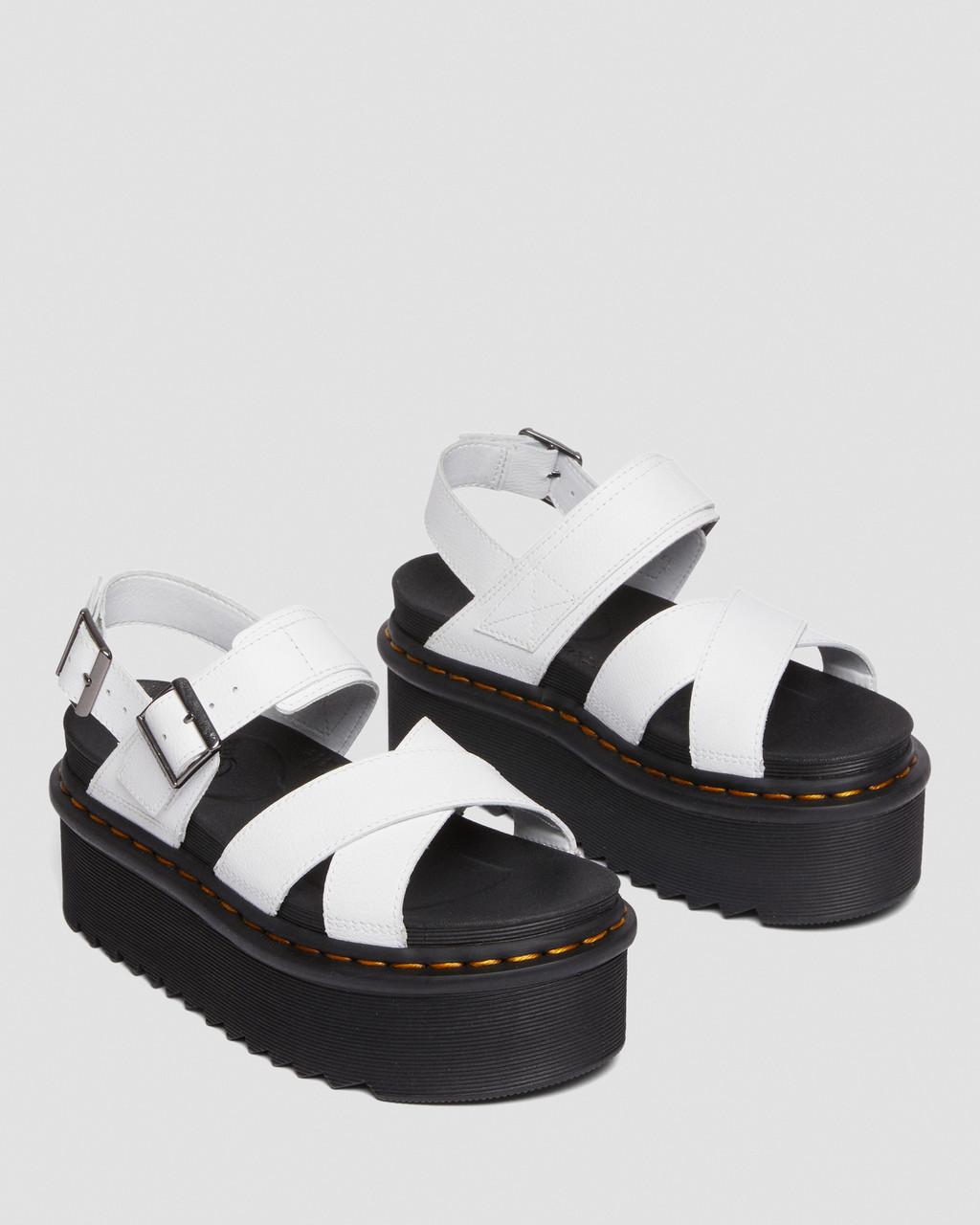 Sandalias Plataforma Dr Martens Voss II Athena Leather Strap Mujer Blancas | 53439518