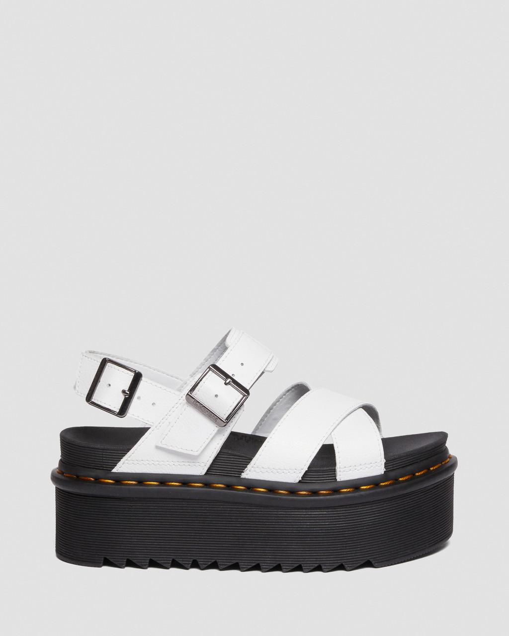 Sandalias Plataforma Dr Martens Voss II Athena Leather Strap Mujer Blancas | 53439518