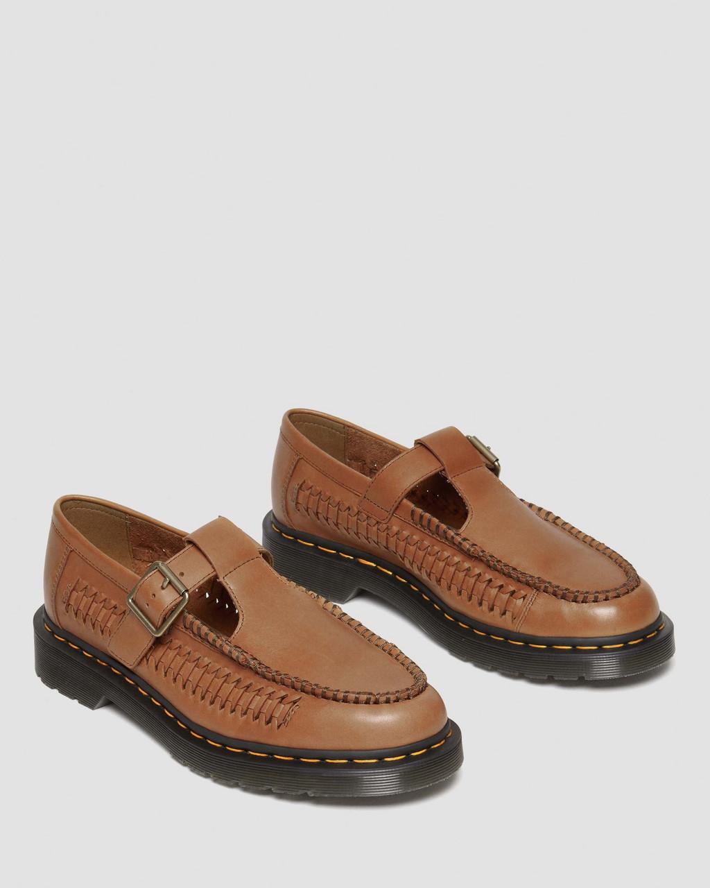 Zapatos Mary Jane Dr Martens Adrian T-Bar Leather Hombre Marrones | 88627064
