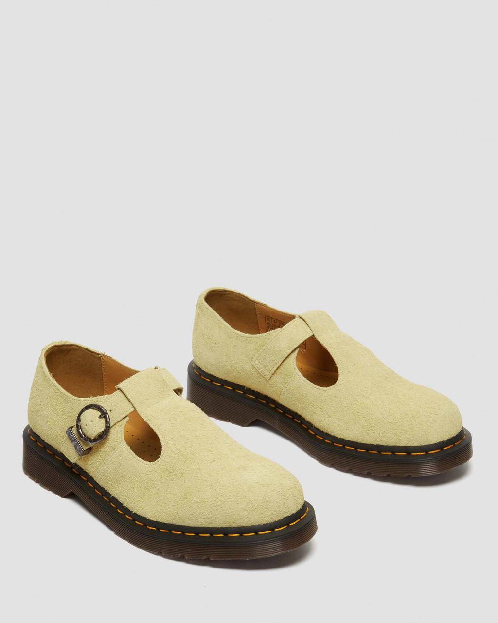 Zapatos Mary Jane Dr Martens T-Bar Suede Mujer Amarillo | 85552340
