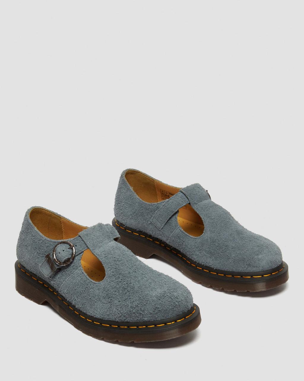 Zapatos Mary Jane Dr Martens T-Bar Suede Mujer Gris | 18728185