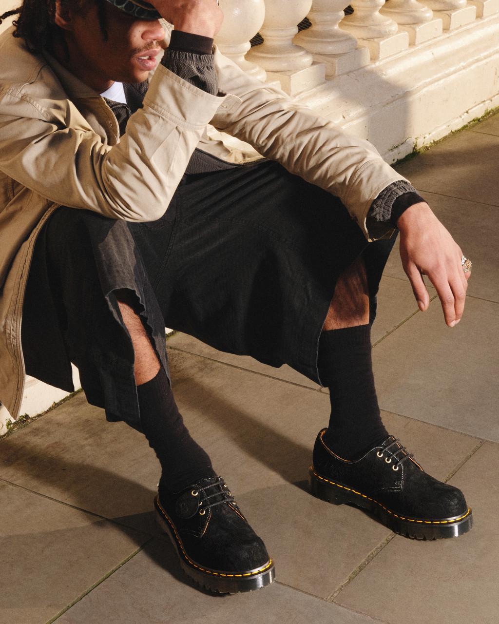 Zapatos Oxford Dr Martens 1461 Bex Made in England Emboss Suede Mujer Negras | 43100040